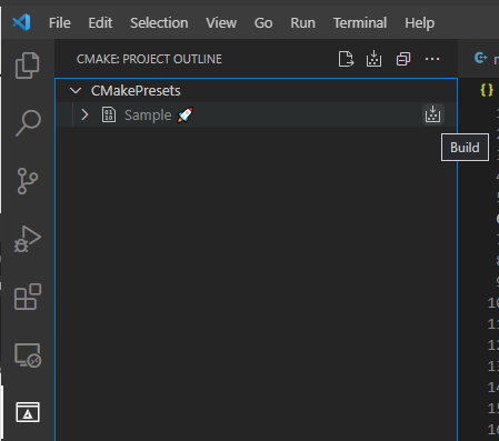 Visual Studio Code Extention: CMake Tools: CMAKE: PROJECT OUTLINE